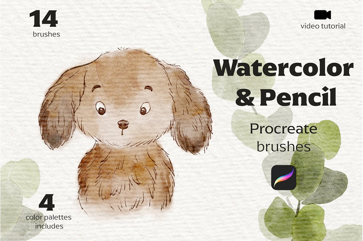 Watercolor Pencil Procreate Brushes Design Cuts