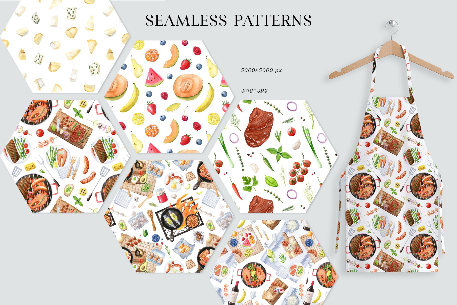 Grill And Picnic Watercolor Clipart Set Design Cuts