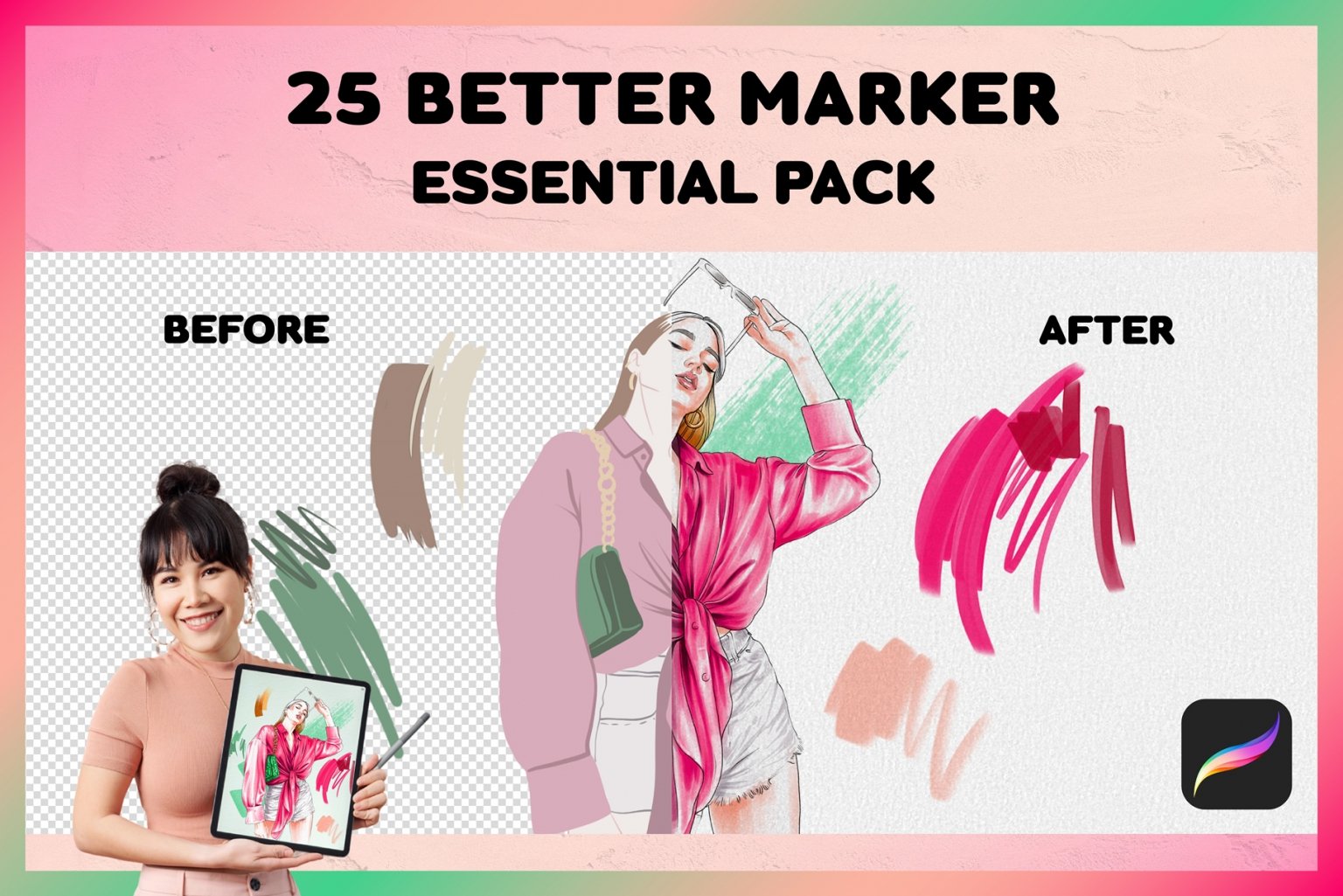 Procreate Marker Brushes Better Marker Essentials Pack Design Cuts