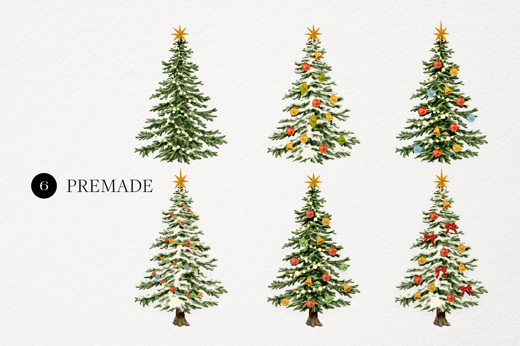 Christmas Watercolor Decorations Design Cuts