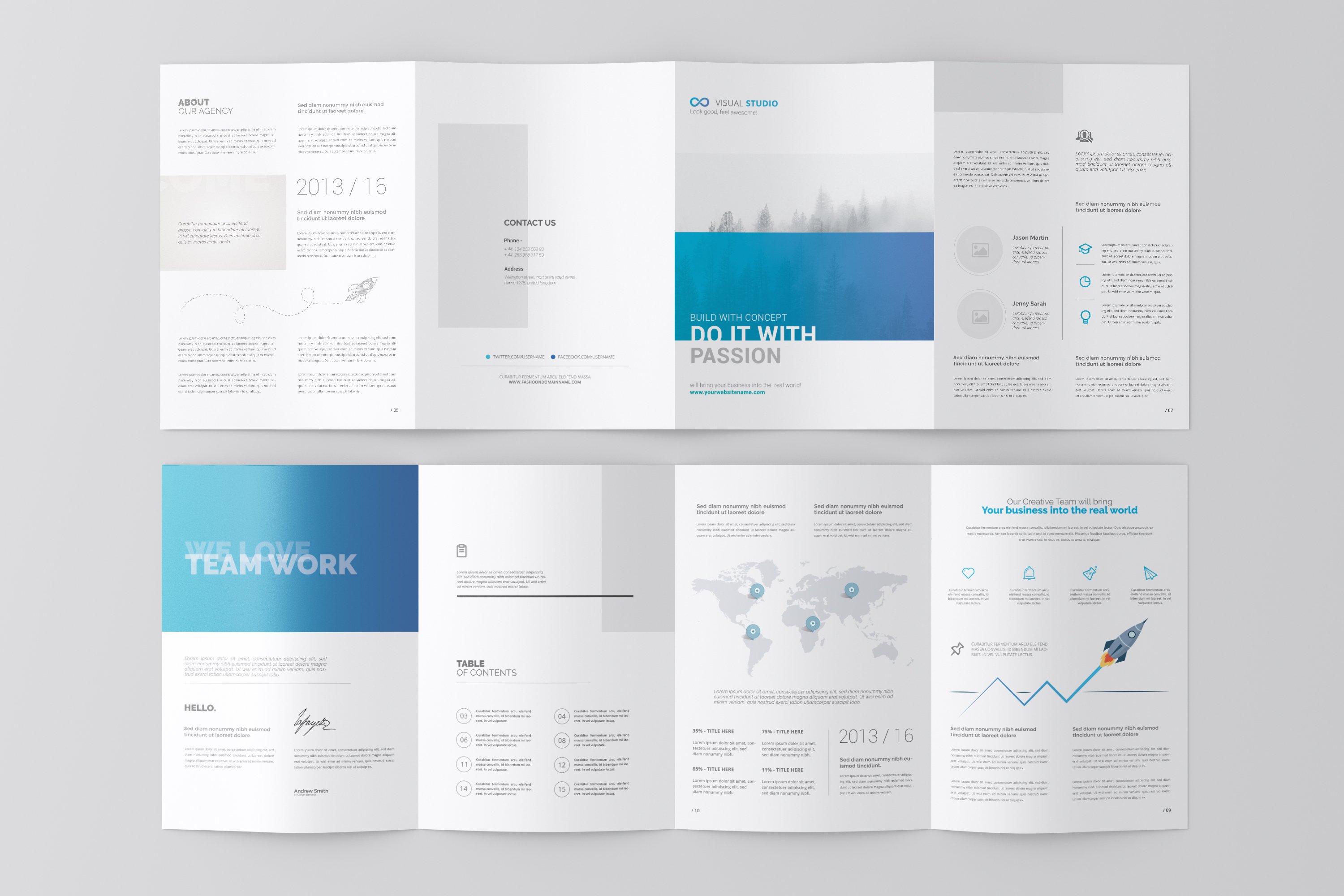 A4 4 Fold Brochure Mockup Design Cuts