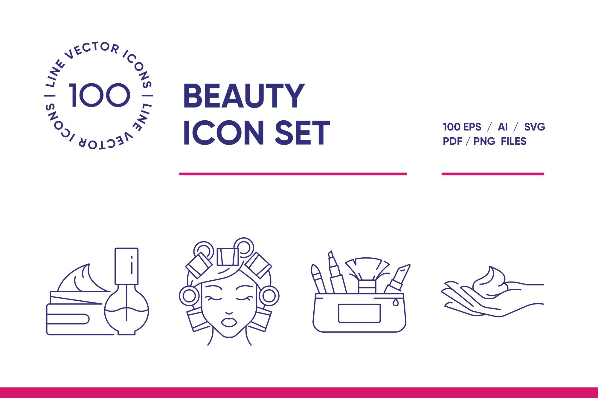 Beauty And Cosmetics Line Icon Set Design Cuts