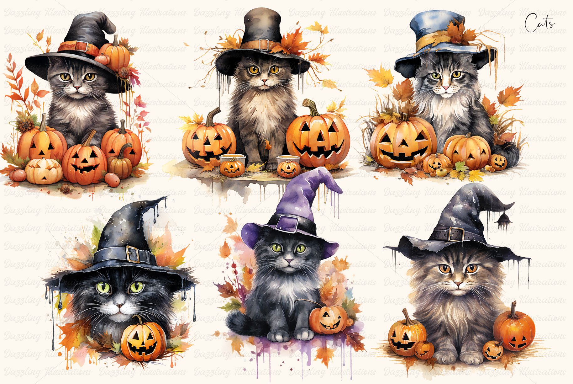 Enchanting Watercolor Halloween Set Design Cuts