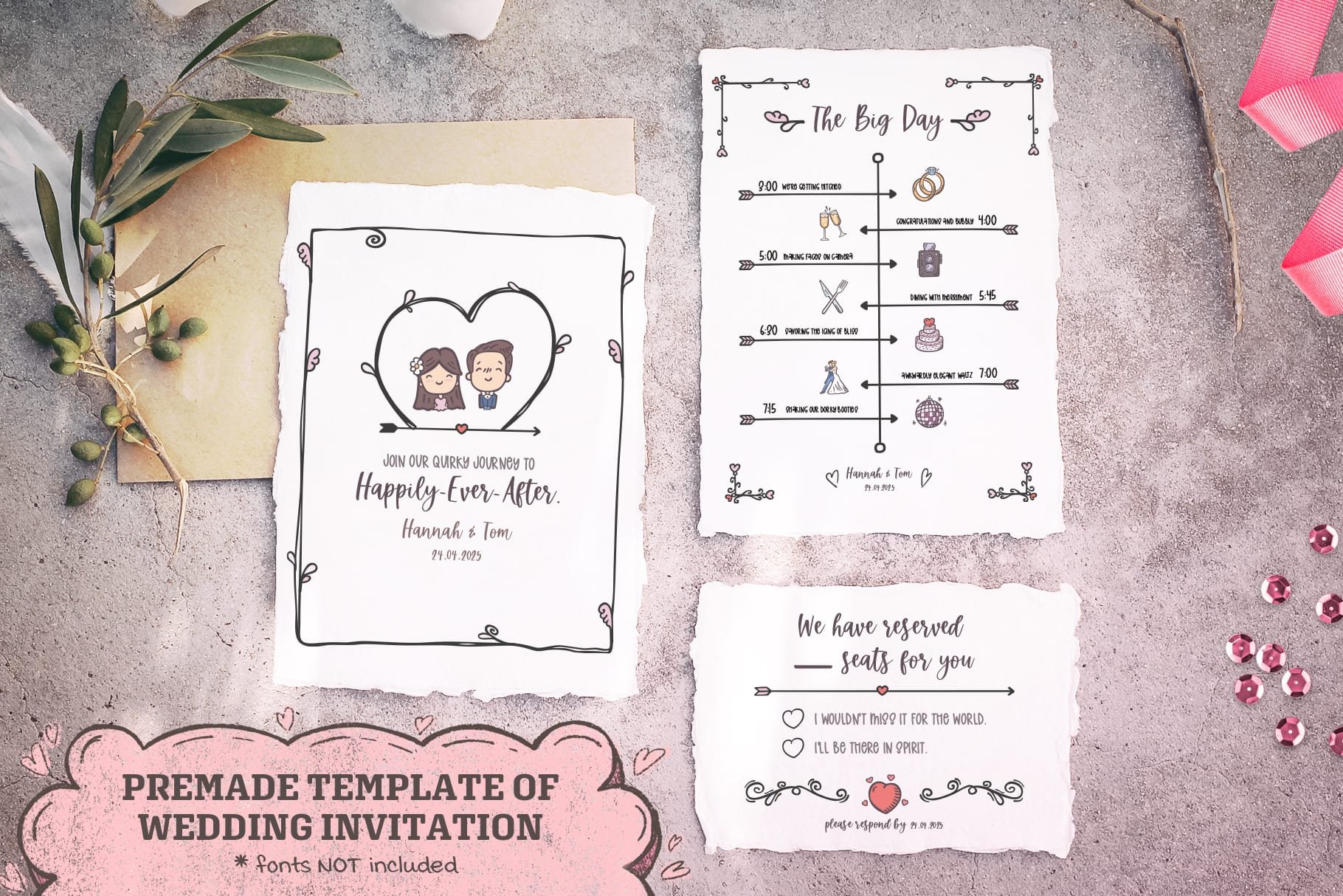 Hand Drawn Wedding Icons Design Cuts