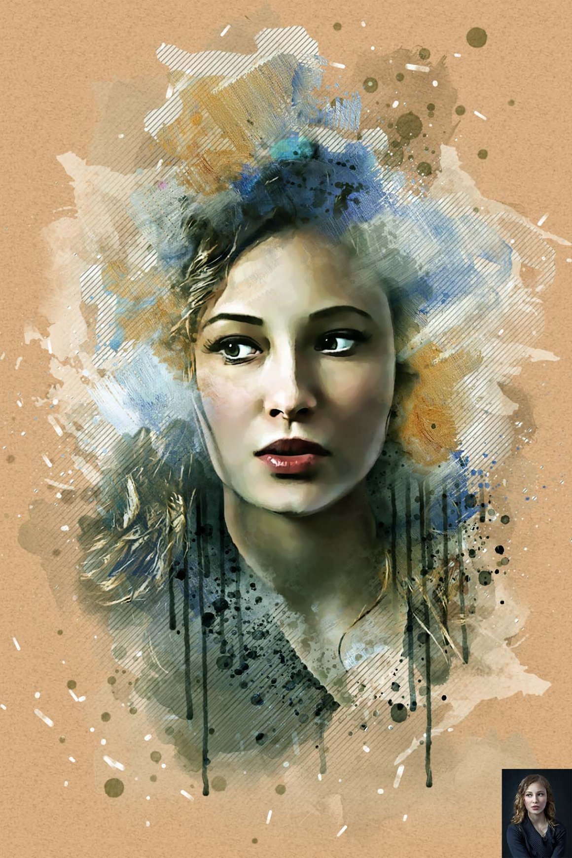 Abstract Watercolor Portrait Effect Design Cuts