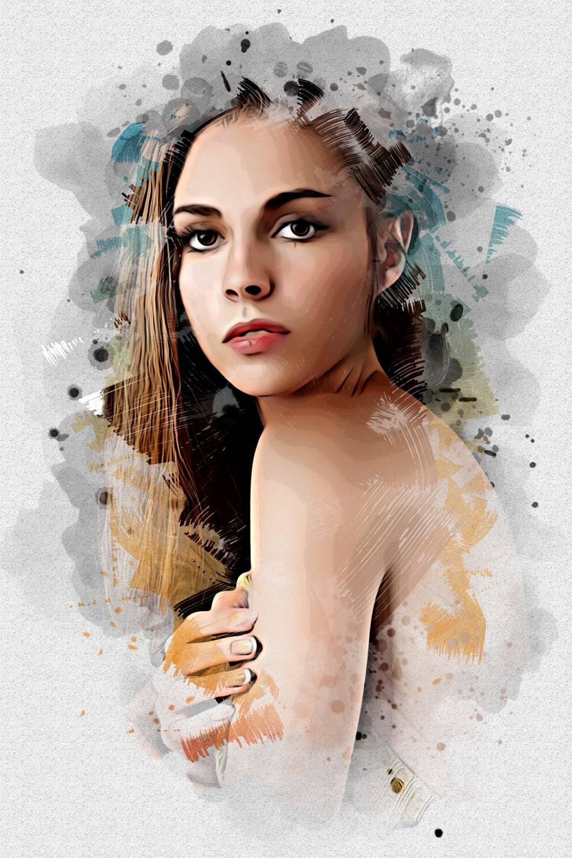 Abstract Watercolor Portrait Effect Design Cuts