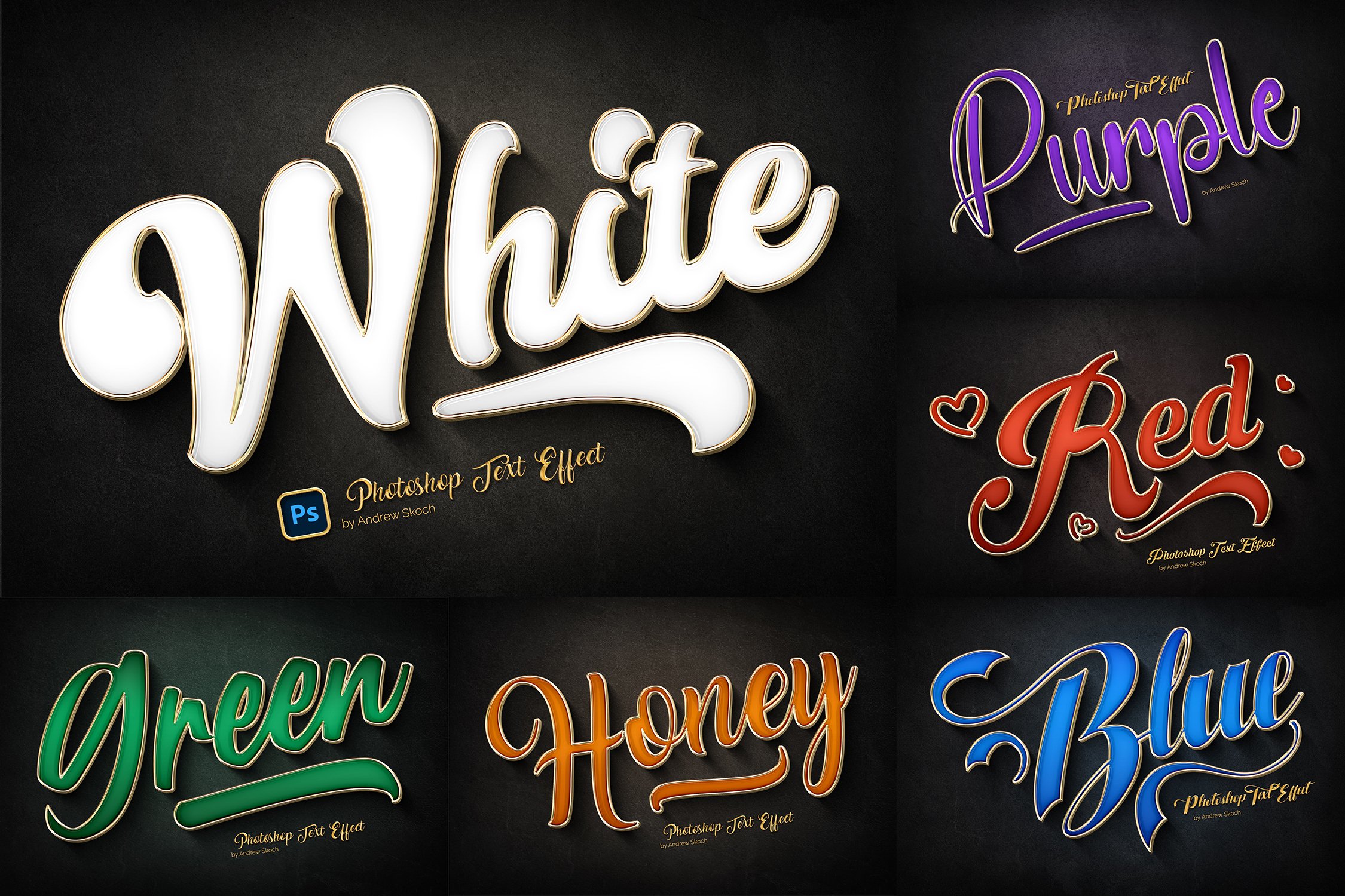 Gold Outline Text Effects Design Cuts