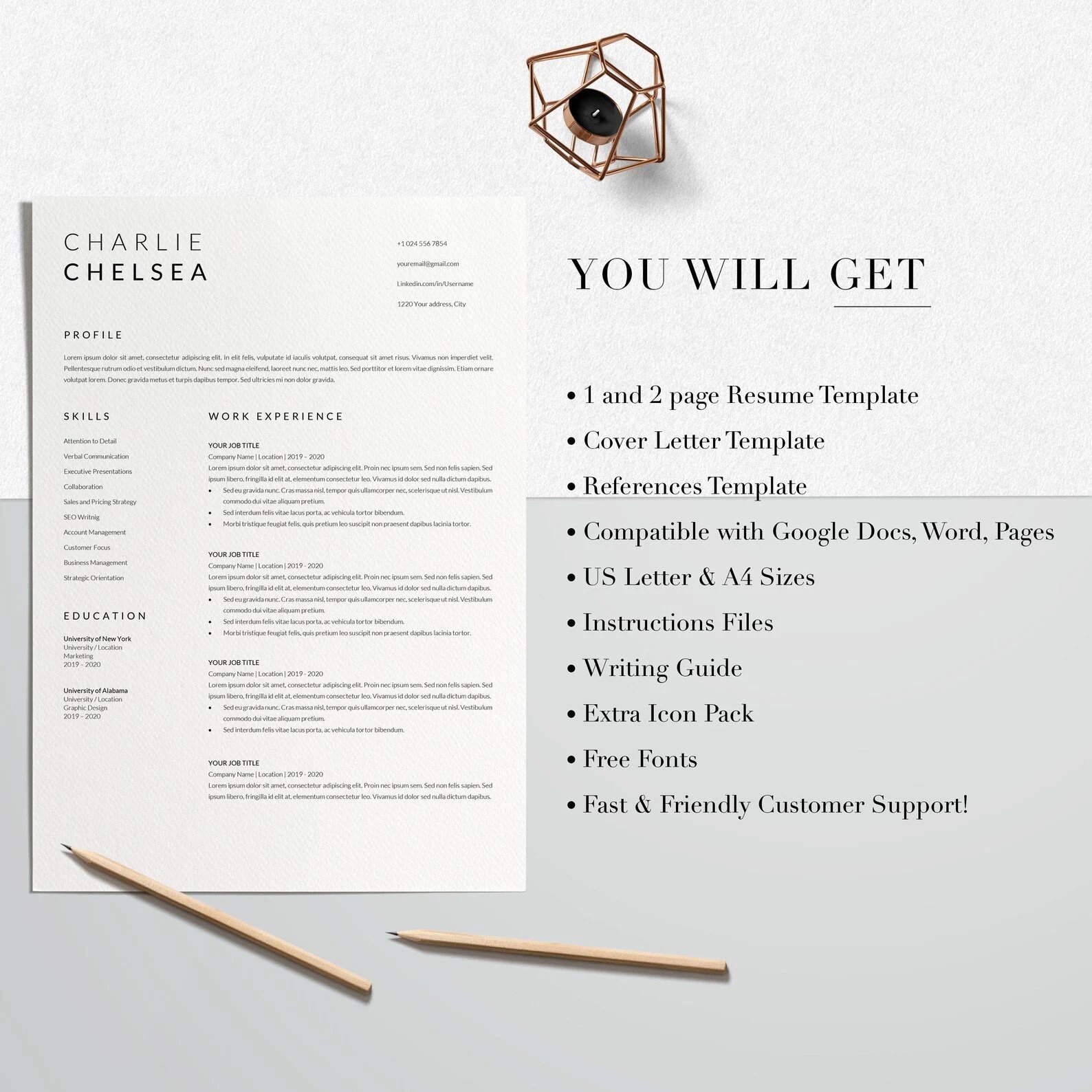 Resume Template Cv Template Charlie Chelsea Design Cuts