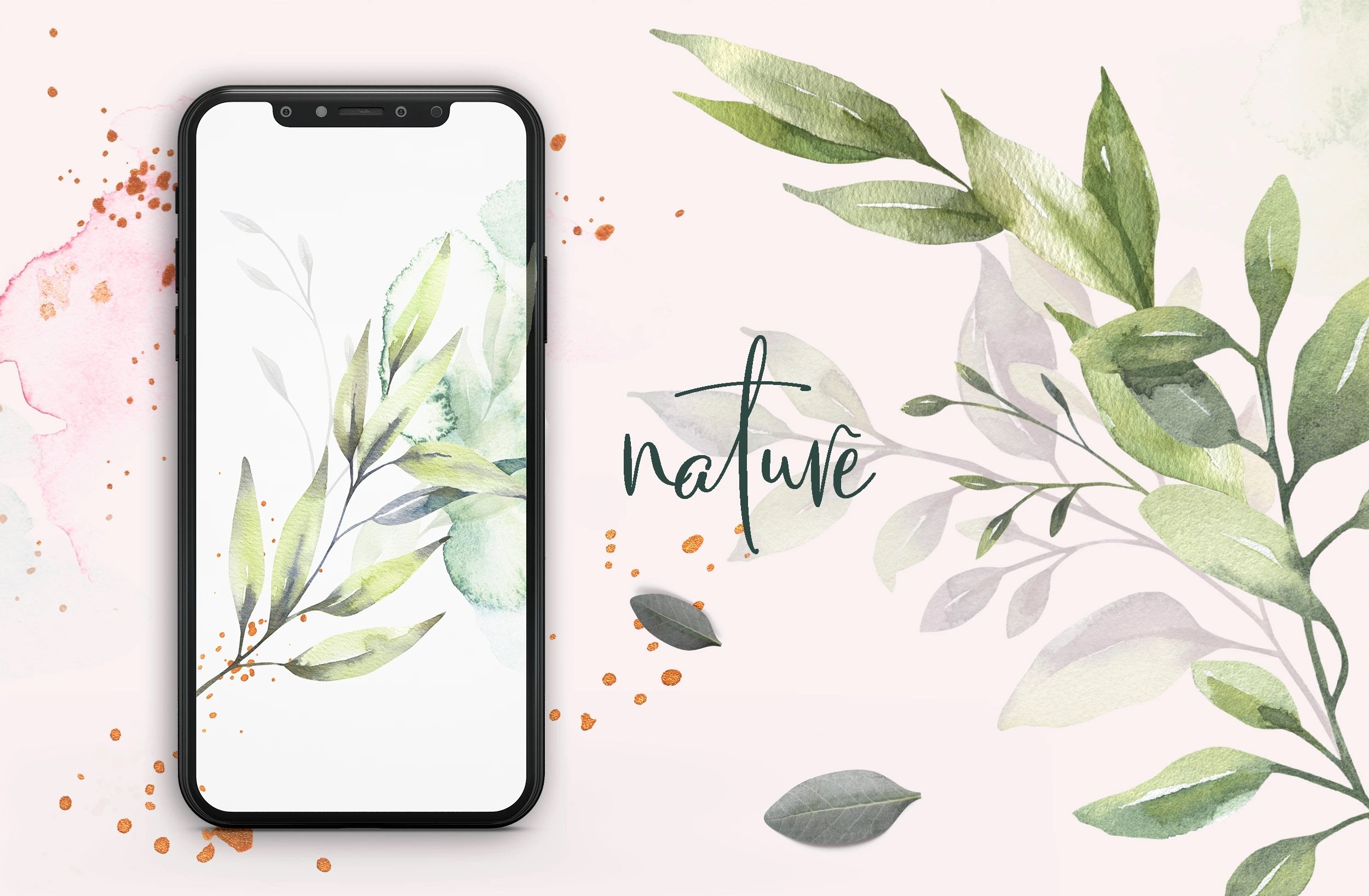 Watercolor Greenery Collection Design Cuts