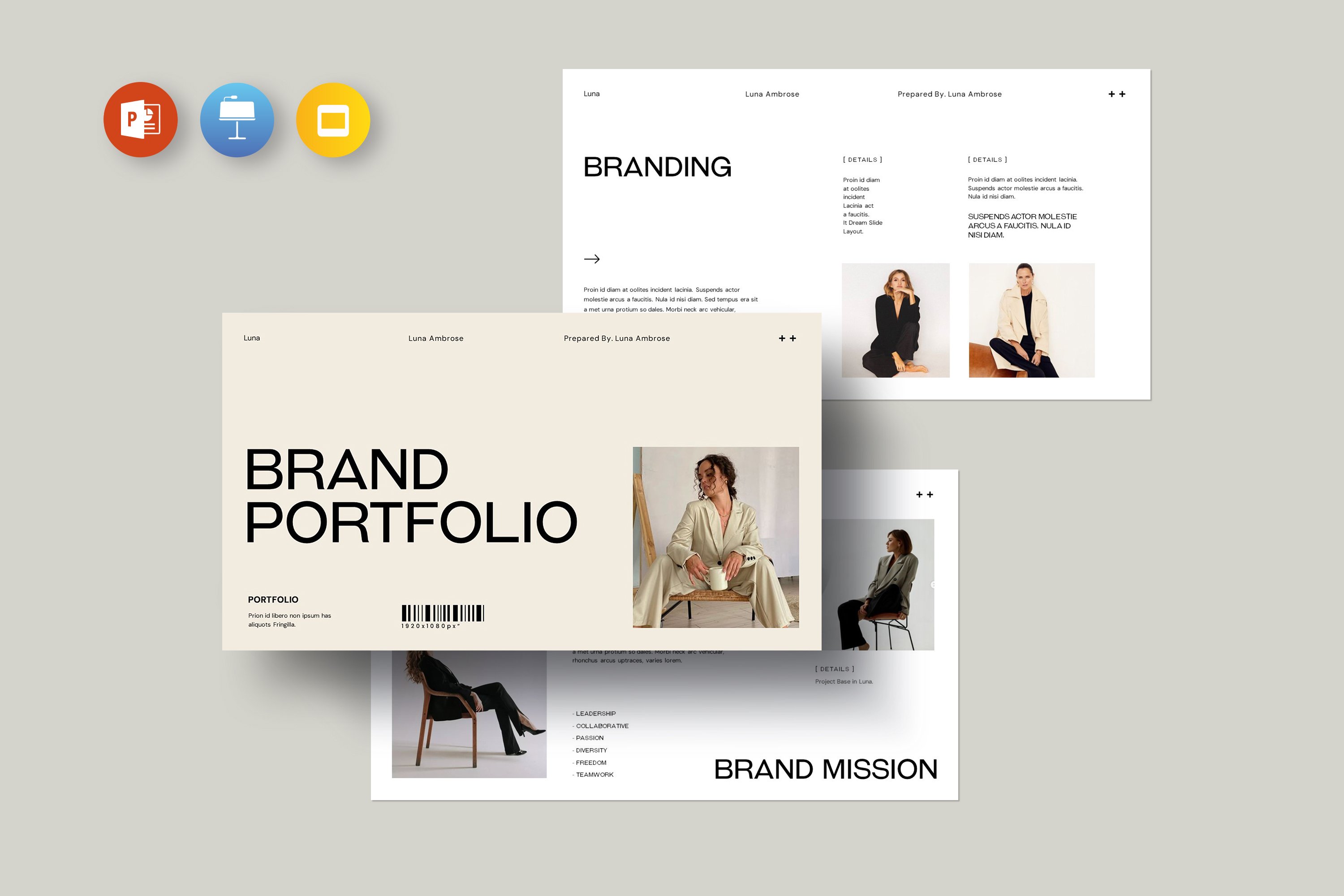 Luna Brand Portfolio Template Design Cuts