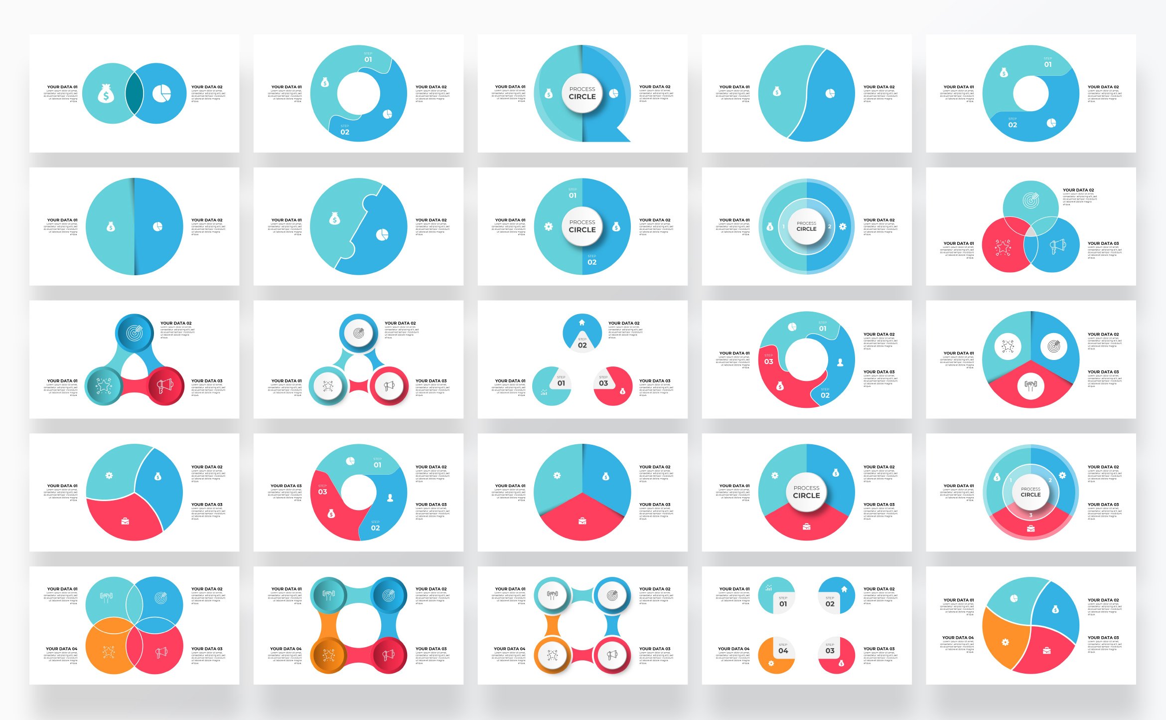 Circle Infographics PowerPoint Template Diagrams Design Cuts