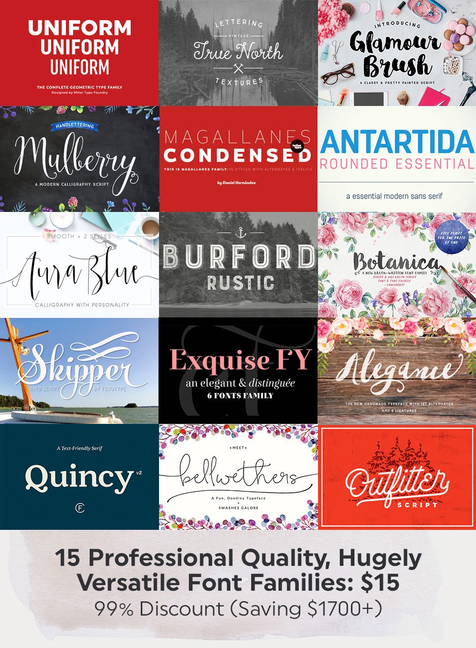 15 Professional Quality, Hugely Versatile Font Families