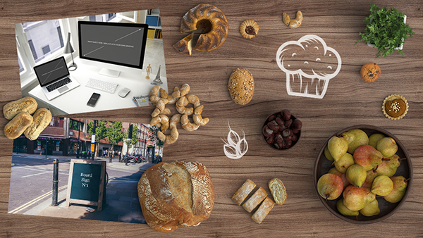 Bakery Scene Creator Items, Textures, Computer And Signage Mockups Set