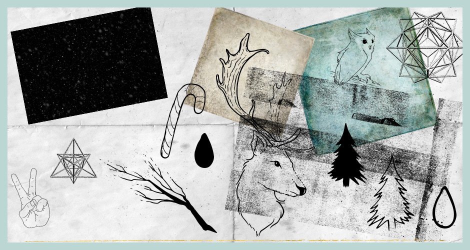 Fine Art and Grungy Textures, Hand-drawn Festive Vectors, and Polygon Shapes Set