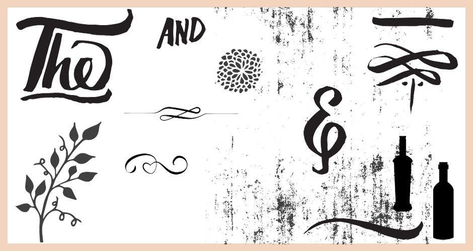 Hand-drawn Vector Catchwords, Swirls, Swashes, Elements and Grungy Texture Pack