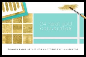 Gold 24K Liquid Watercolor Paint Duo (for Photoshop and Illustrator)