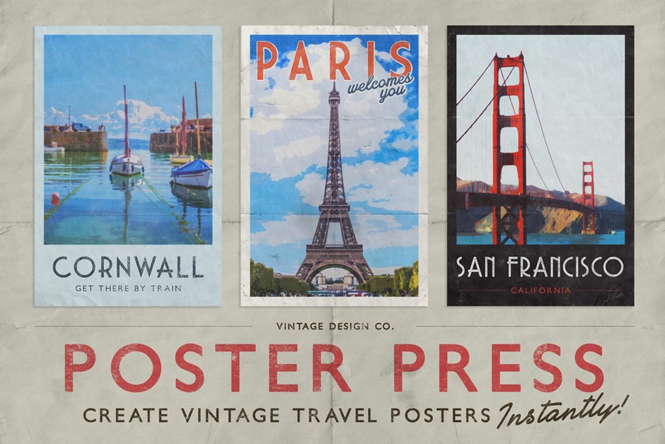 PosterPress for Photoshop: Create Your Own Vintage Travel Posters In  Seconds!