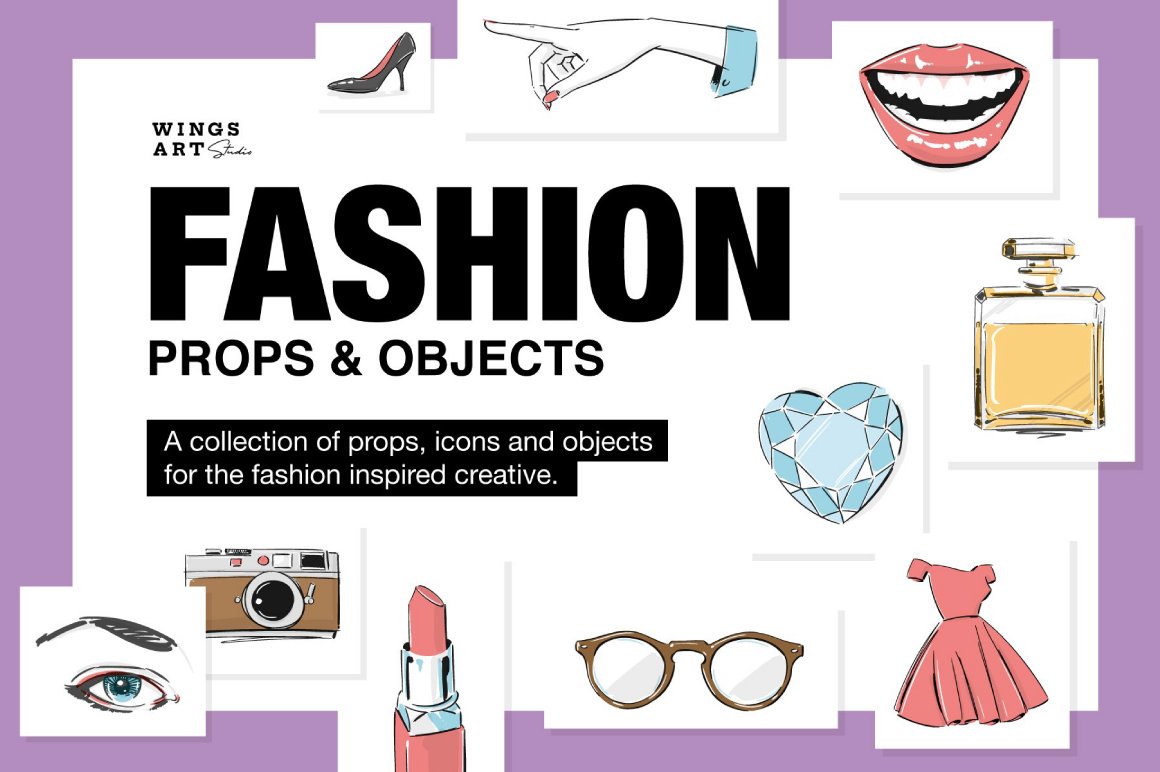 Illustrated Fashion Icons and Props