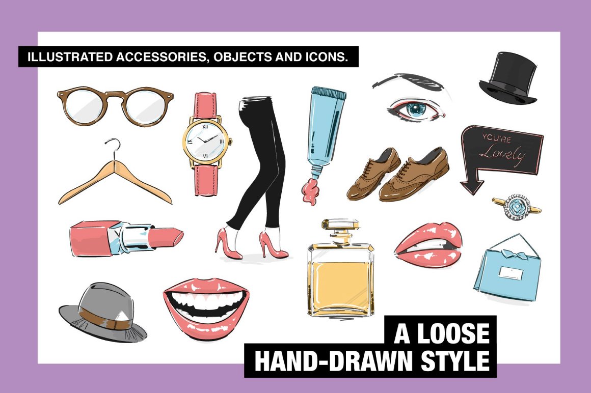 Illustrated Fashion Icons and Props