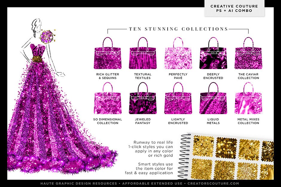 Couture Glitter Styles for Photoshop and Illustrator