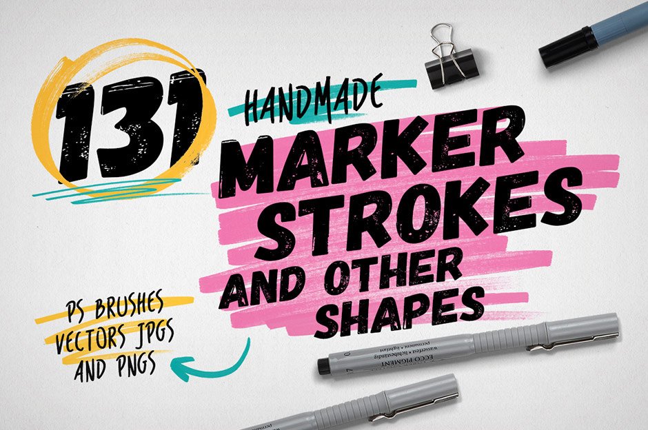 131 Handmade Marker Pen Strokes