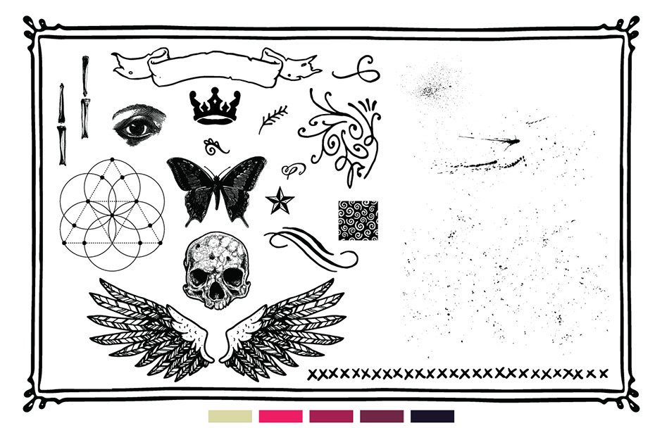 Grungy Vector Elements - Skulls, Banners, Wings, Swirls, Ornaments and More