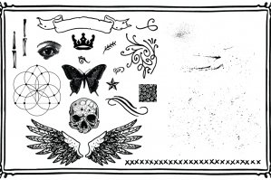 Grungy Vector Elements - Skulls, Banners, Wings, Swirls, Ornaments and More