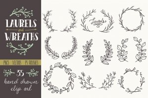 Whimsical Laurels & Wreaths Clip Art