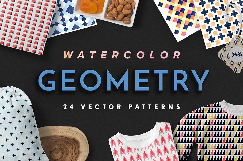 Geometry Watercolor Vector Patterns