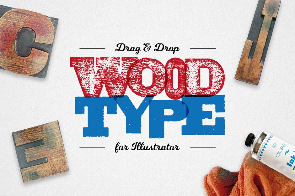 Drag & Drop WoodType for Illustrator