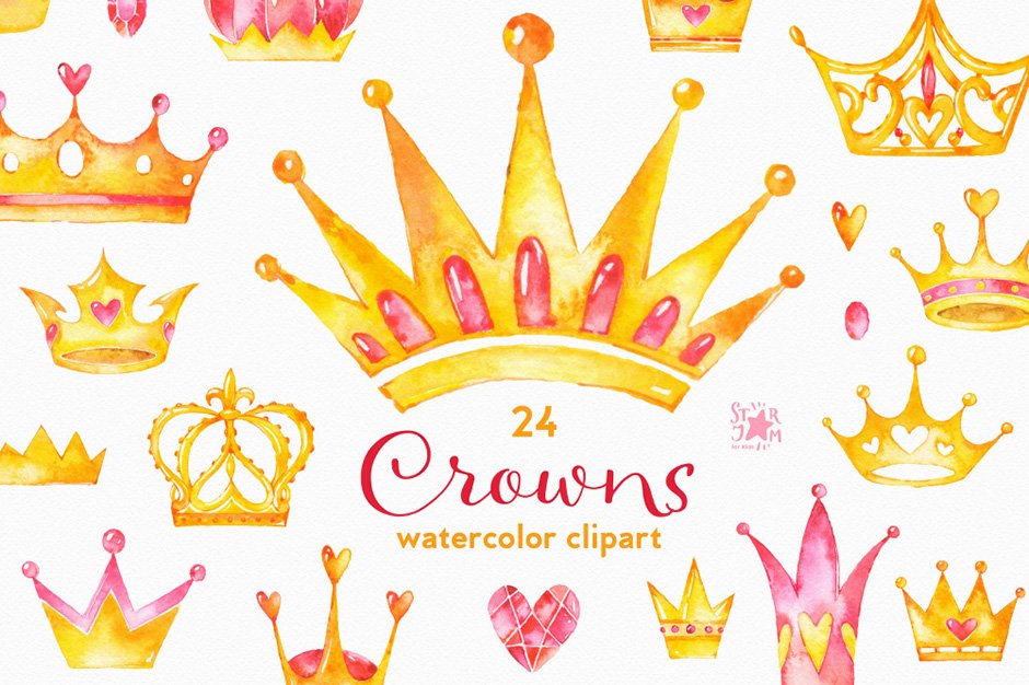 Crowns: Watercolor Clipart