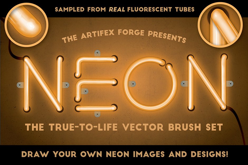 Neon Realistic Brush Set