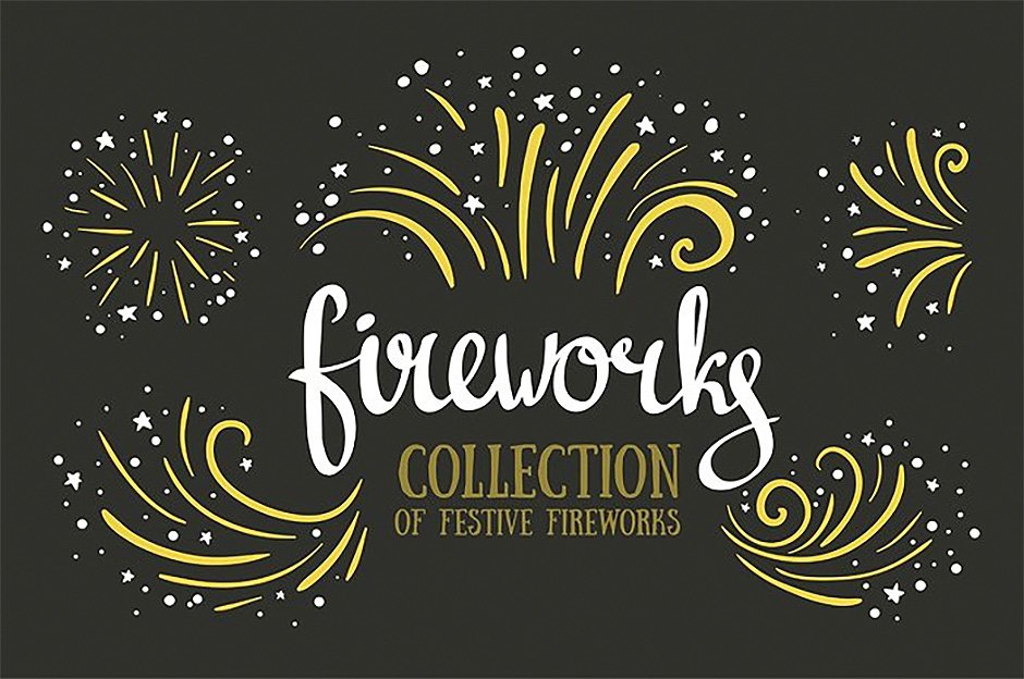 Hand-drawn Vector Festive Fireworks