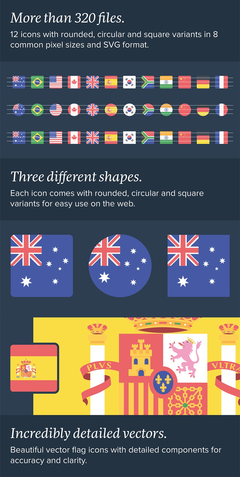12 National Flags Icon Set
