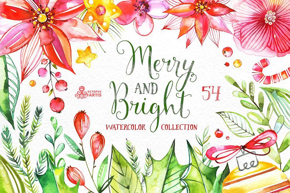 Merry And Bright Watercolor