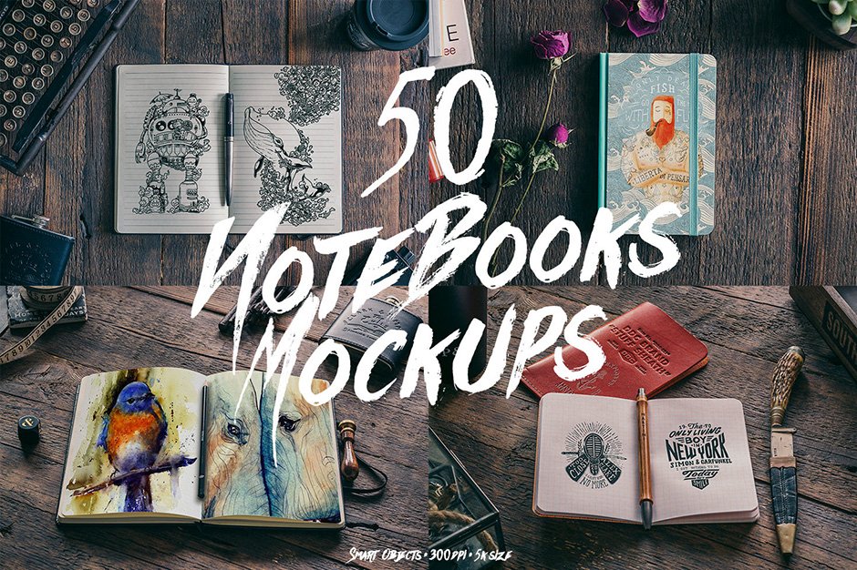 50 Notebooks Mockups