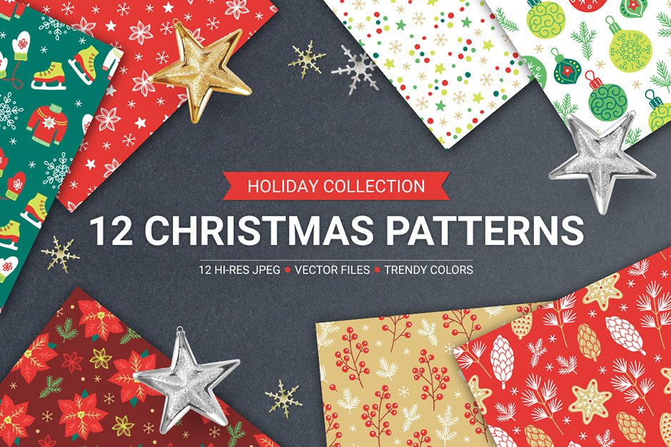 12 Christmas Seamless Patterns Vol. 1