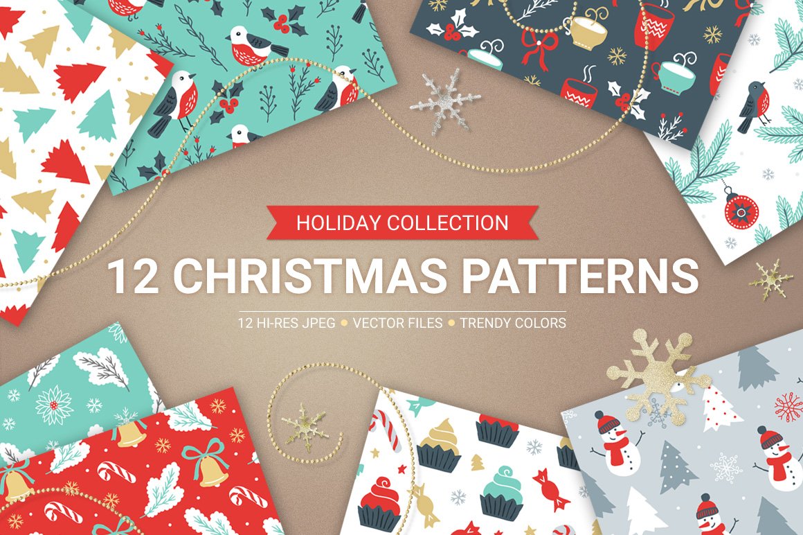 Christmas Paper Pattern Vector Art & Graphics