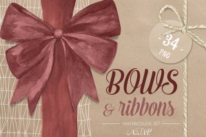 Bows & Ribbons Watercolor Set