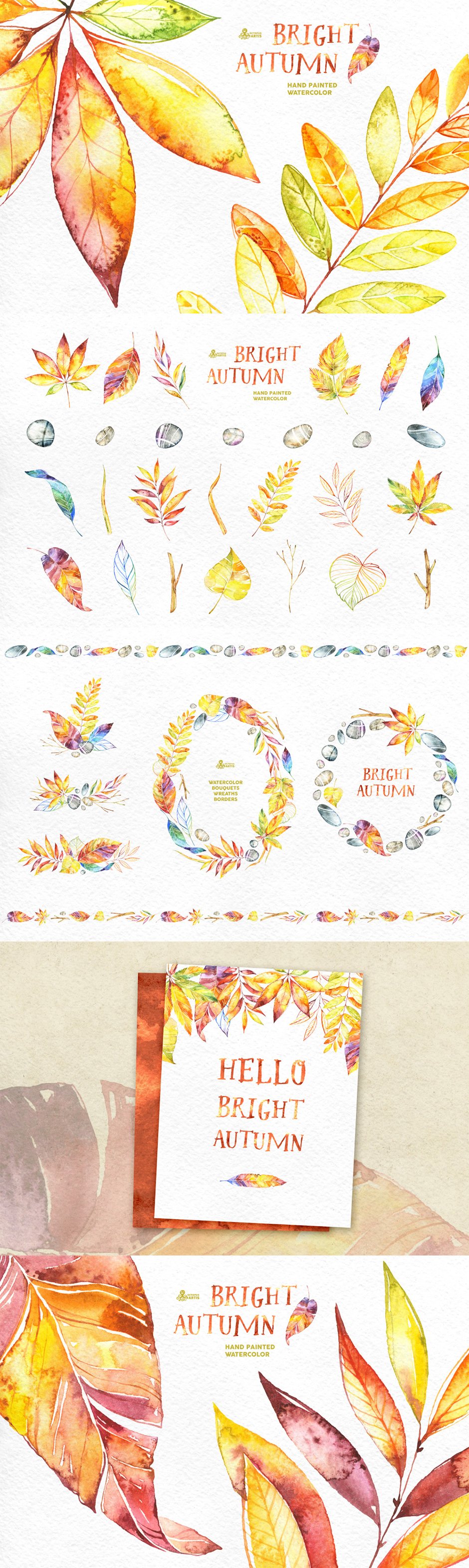 Bright Autumn Watercolor Collection