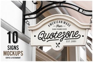 10 Sign Mockups -  Coffee Shop & Restaurant