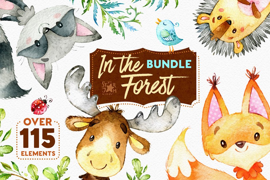 In The Forest Watercolor Bundle