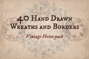 40 Hand-drawn Wreaths and Frames