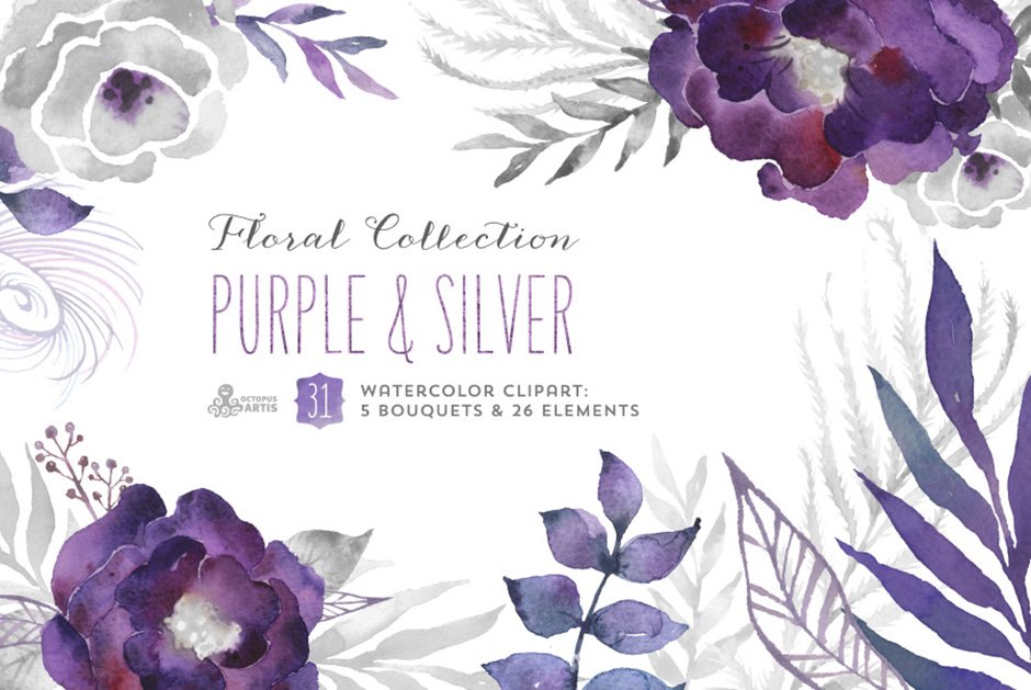Purple & Silver Floral Collection