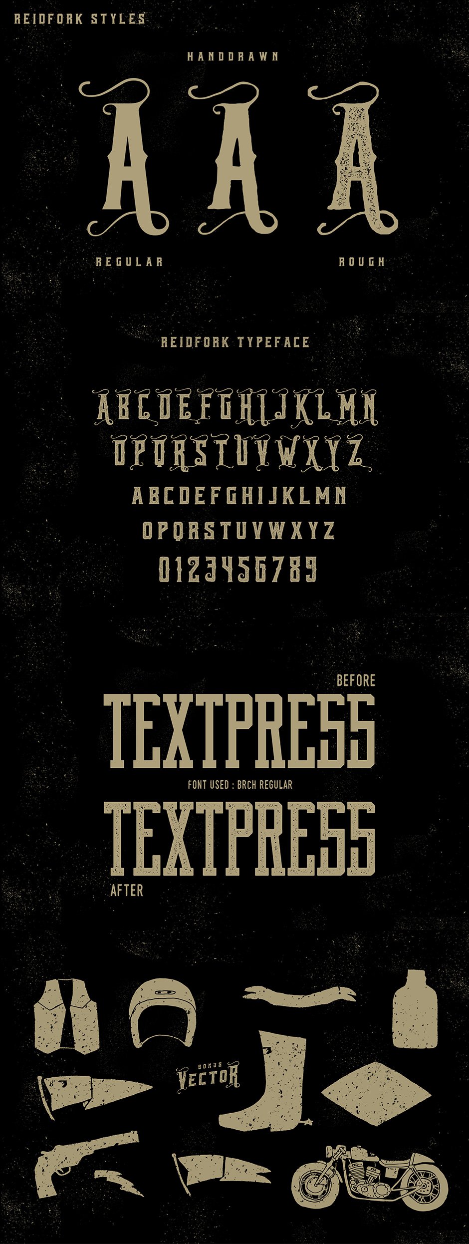 Reidfork Typeface + Bonus & Textpress