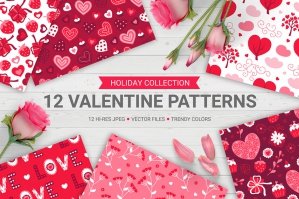 12 Valentine Seamless Patterns Vol. 3