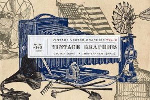 55 Vector Vintage Graphics Vol. 2