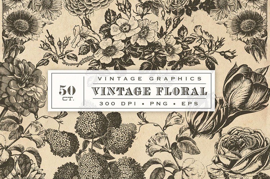 Vintage Flower Vector Graphics