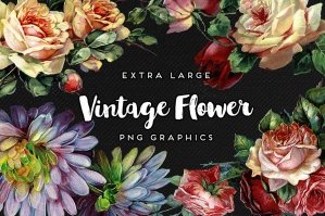 Large Vintage Flowers Graphics No. 1
