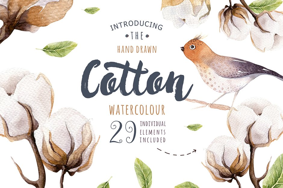 Watercolour Cotton Birds